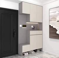 Meuble à chaussures moderne à étagères ouvertes, grande capacité, en panneau mélaminé, design personnalisable par le fabricant, pour le rangement des chaussures dans le salon