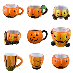 Maceta de Cerámica Esmaltada con Diseño de Calabaza de Halloween para <span class=keywords><strong>Cactus</strong></span> y Suculentas, para Jardín y Hogar - Product Image 1