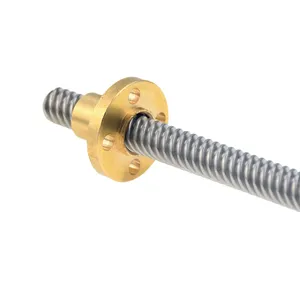 3D Printer T8 screw THSL-200-8D Trapezoidal Lead Screw Dia 8MM Pitch 2mm Lead 2mm Length 200mm with Copper Nut