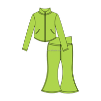 Bonne qualité adolescente Yoga deux pièces ensemble avec Double poches taille haute conception évasée Gym Legging pantalon ensemble tenues personnalisées