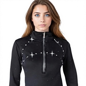 Chaqueta de Entrenamiento de Patinaje sobre Hielo Brillante para Niña, Top de Felpa con Diamantes, Ropa de Entrenamiento de Patinaje Premium para Niñas - Product Image 4