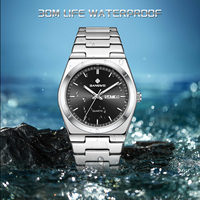 Montre habillée de luxe pour homme BW8832, octogonale, en acier inoxydable, avec cadran en verre simple, mouvement à quartz analogique, grand cadran, date et aiguilles lumineuses