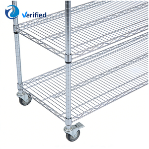 Scaffale Industriale a 4 Ripiani Regolabile Cromato con Ruote per Magazzino - Product Image 6