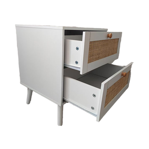 Table de chevet en rotin à <span class=keywords><strong>2</strong></span> tiroirs, table de chambre à coucher en bois, tiroir en bois, accent pour appartement, salon, chambre à coucher, décoration moderne pour la maison - Product Image 3