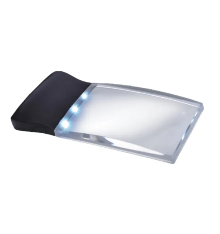 Personalizzato 2x carta di credito a forma di carta di credito trasparente lente d'ingrandimento in acrilico con luce a Led