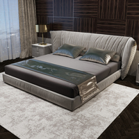 Meubles de chambre à coucher de luxe, lit double king size en bois et tissu, avec taille personnalisable pour appartement, usage hospitalier, design moderne