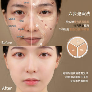 Paleta <span class=keywords><strong>de</strong></span> <span class=keywords><strong>corrector</strong></span> <span class=keywords><strong>de</strong></span> 3 colores FOMIX BEAUTY GLAZED, humectante blanqueador, cobertura <span class=keywords><strong>de</strong></span> larga duración para <span class=keywords><strong>ojeras</strong></span>, acné, sombreado <span class=keywords><strong>de</strong></span> poros - Product Image 4