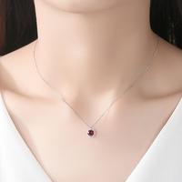 Collar de Plata 925 con Piedra de Rubí, Joyería Simple Personalizada con Diamantes para Mujer