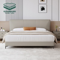 Ensemble de meubles de chambre à coucher de haute qualité, lit moderne de luxe en cuir confortable et doux, taille King ou Queen, pour chambre à coucher ou villa