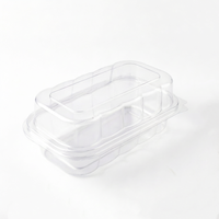 Boîte d'emballage rectangulaire en plastique PET transparent avec charnière pour gâteaux, salades, chocolats et gelées