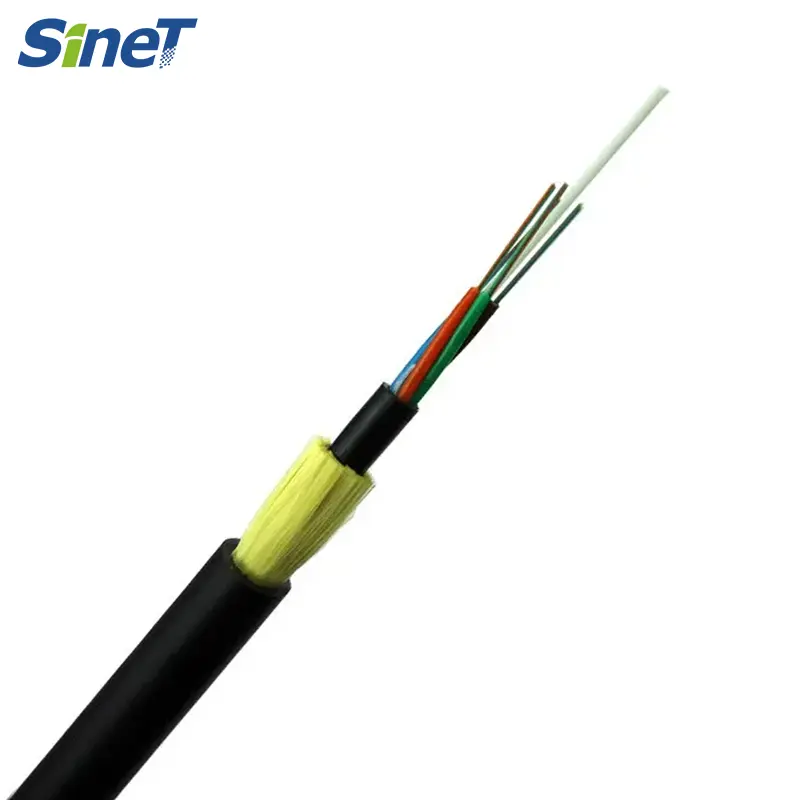 OEM ücretsiz örnek ADSS Fiber kablo 12 24 48 96 144 hilos G652D adss hava fiber optik kablo 24 çekirdek