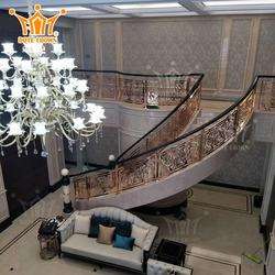 Pasamanos de Escalera de Latón de Lujo <span class=keywords><strong>para</strong></span> <span class=keywords><strong>Interiores</strong></span>, Diseño Personalizado, Grabado Láser, Moderno, <span class=keywords><strong>para</strong></span> Villas, Imágenes Personalizables Disponibles - Product Image 2