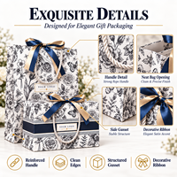 Sacs en papier avec nœud, sacs cadeaux pour parfums avec fenêtre transparente et poignées, 350 g/m², boîte cosmétique, sac de Noël, sac de transport