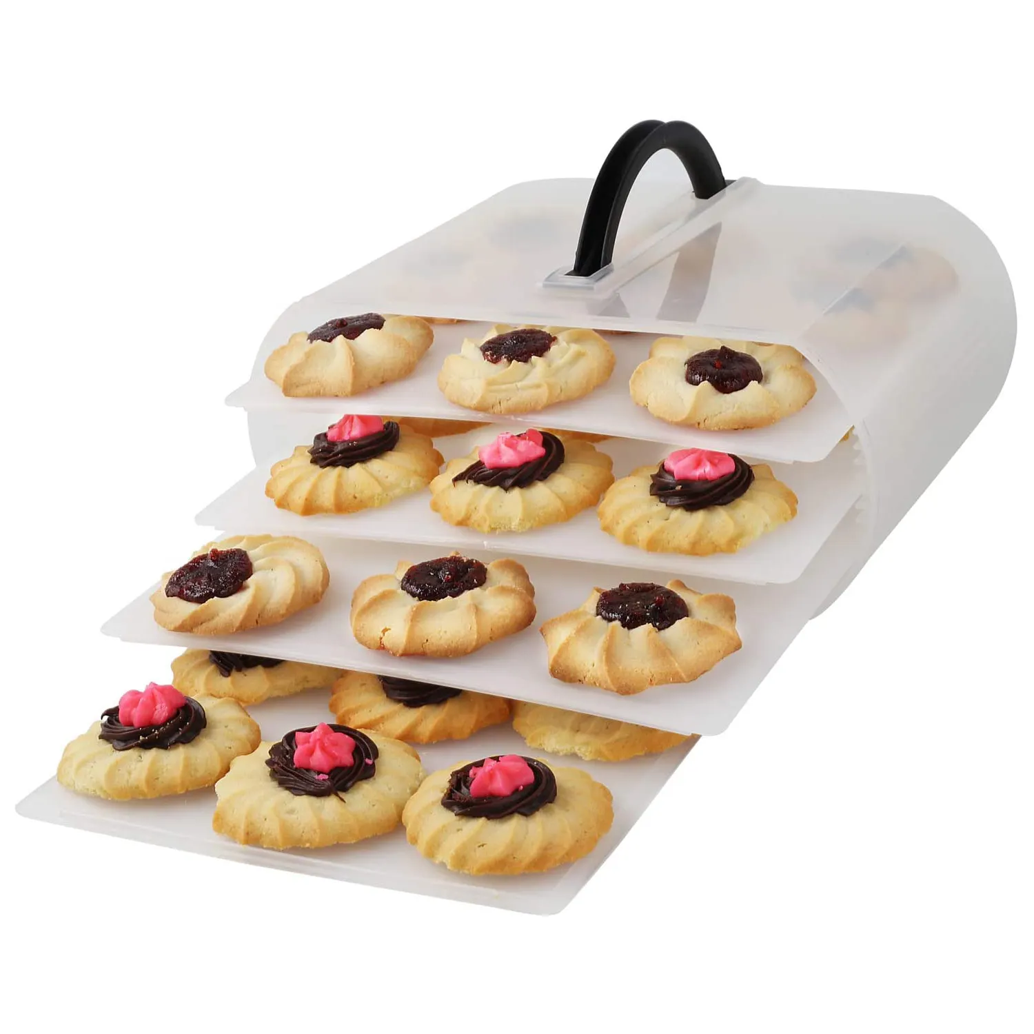 Tragbare 4 Tabletts Cupcake Lagerung Transport halter Box 2 Devil Eggs Trays Keks-und Kuchen träger behälter mit Griff und Deckel