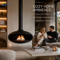 Brasero suspendu créatif nordique pour intérieur, à bois, de luxe, décoratif, avec cadre en acier noir mat et en fer