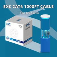 Kabel Jaringan D-sunty Cat6 305M UTP Tembaga Terpilin 8-Konduktor Jaket Biru