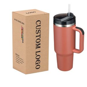 Custom Coffee Vacuum <b>Tumbler</b> Wholesale Bulk 30 Oz 40Oz Stainless Steel <b>Tumbler</b> With Handle and <b>Straw</b> - Product Image 1