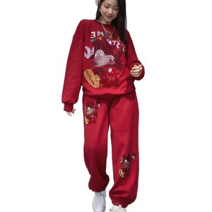 Completo Due Pezzi Oversize da <span class=keywords><strong>Donna</strong></span> con <span class=keywords><strong>Felpa</strong></span> a Collo Alto e <span class=keywords><strong>Pantaloni</strong></span> Jogger con Strass a Maniche Lunghe per Autunno, Sport e Casual - Product Image 5