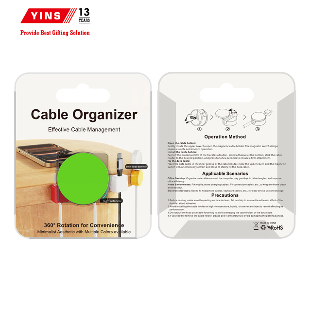 YINSTECH YINS-J02 Heavy Duty Plastic Magnetic Cord Keeper Strong N52 Magnet Cable Clips for Laptops Power Bricks Ethernet Audio