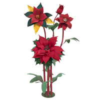 Flor de Navidad y Año Nuevo de Lona Hecha a Mano, Realista, Suave, Estilo Europeo, Roja, Impermeable, Duradera y Ecológica