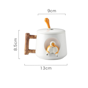 Venta al por mayor <span class=keywords><strong>Shiba</strong></span> <span class=keywords><strong>Inu</strong></span> 3D impreso porcelana estudiante taza con cuchara para los amantes de la vuelta a la escuela - Product Image 4