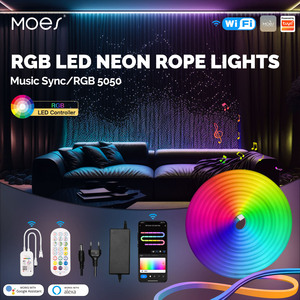 Bande lumineuse au néon LED intelligente Wifi RVB couleur lampe à ruban pour rétro-éclairage TV, décor de fête à la maison fonctionne avec Alexa Google Home - Product Image 3