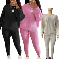 2024 survêtement véritable pull tricoté avec Joggers solide deux pièces ensemble 2 pièces ensembles vêtements de sport décontractés