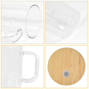Tasse à café en <span class=keywords><strong>verre</strong></span> clair et dépoli <span class=keywords><strong>avec</strong></span> poignée de 20oz 590ml <span class=keywords><strong>avec</strong></span> couvercle en liège et <span class=keywords><strong>paille</strong></span> - Product Image 6