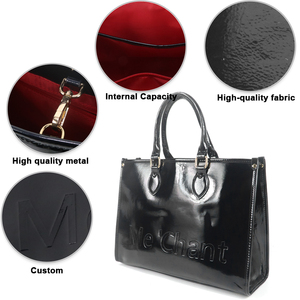 <span class=keywords><strong>Sac</strong></span> fourre-tout en cuir PU verni pour <span class=keywords><strong>femme</strong></span>, <span class=keywords><strong>noir</strong></span>, avec lettres embossées, <span class=keywords><strong>sac</strong></span> à main à poignée supérieure, en stock dans l'entrepôt outre-mer - Product Image 5