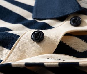 T-shirt décontracté pour <span class=keywords><strong>homme</strong></span> en coton épais à rayures blanches, style breton, tricoté à manches longues, inspiré des tenues de travail japonaises, haute qualité - Product Image 4