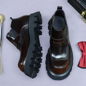 Chaussures d'automne pour hommes, chaussures imperméables à enfiler, chaussures Oxford haut de gamme, chaussures décontractées artisanales, chaussures à bout pointu pour hommes - Product Image 3