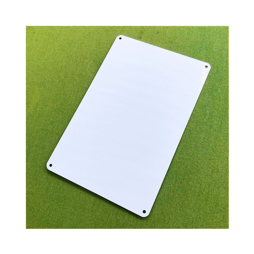 Bianco lucido 8"x12"x0,65 mm con angoli arrotondati e 4 fori