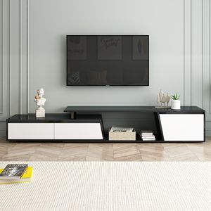 Modern Minimalist Wooden <b>TV</b> <b>Stand</b> with Extendable Design, 2 Drawers, Floor Mount, for Living Room, Fits <b>TVs</b> Up to 100'', DB U-Ca - Product Image 4