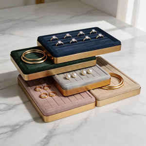 Présentoir de rangement professionnel en métal empilable pour bijoux avec logo personnalisé, plateau pour bagues et colliers AURORA Moderne - Product Image 1