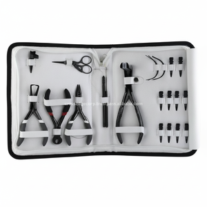 New Hair extension tools kit pressing tape in plier micro ring plier keratin bond cutter hair <b>clips</b> pulling <b>hook</b> thread snip - Product Image 1