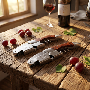 Sacacorchos para camareros, abridor <span class=keywords><strong>de</strong></span> botellas <span class=keywords><strong>de</strong></span> vino tinto, <span class=keywords><strong>de</strong></span> acero inoxidable con mango <span class=keywords><strong>de</strong></span> madera, regalo para bar, venta al por mayor - Product Image 1