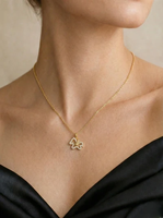 Collier pendentif étoile ouverte en or jaune 18 carats avec diamant de laboratoire rond pour femme, bijou raffiné, cadeau