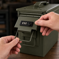 Boîte à munitions métallique rectangulaire de grande capacité pour le rangement sécurisé des véhicules et l'utilisation en extérieur
