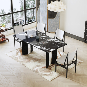Table à manger moderne avec pieds en bois et dessus en marbre pour le restaurant et la cuisine Design de meubles élégants et durables - Product Image 3