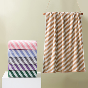 Pure Cotton Striped <b>Bath</b> <b>Towel</b> <b>Set</b> 70x140Cm Thickened Twill Skin Friendly Multi Color Home Use - Product Image 3