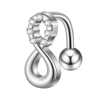 Gaby Edelstahl 8-förmiger Schmetterlings-Ketten-Bauchnabelpiercing, galvanisiert, mit Zirkonia, Außengewinde, Bauchnabelschmuck