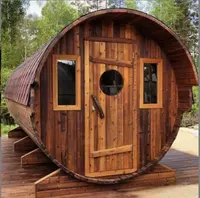 Sauna panorâmica com aquecedor de madeira