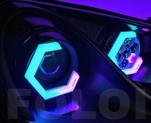 2X ไฟหน้าแบบรีฟิต ฮาโลริง LED RGBW Angel Eye Hex Light DRL BT App Remote 70 มม. - Product Image 2