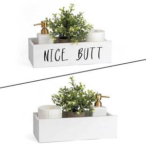 2024 Factory Custom Farmhouse White Wooden Toilet Paper Storage Rack <strong>Nice</strong> <strong>Butt</strong> Bathroom Decorative Box - Product Image 1