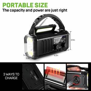 XSY-330 High Quality 10000mAh Portable Emergency Solar Charge Weather <b>Radio</b> Outdoor Hand Crank Flashlight - Product Image 3