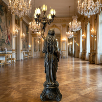 Lampadaire Majestueux Déesse en Bronze - Hauteur Personnalisable, Installation sur Site, Cadeau de Remise de Diplôme, Grandes Décorations Intérieures, Lion en Bronze