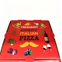 Vollfarbig Offsetbedruckte Weiße Wellpappe-Pizzaverpackungsbox mit UV-Beschichtung Prägung Individuelles Markenlogo für Lieferung
