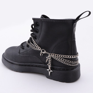 Cadena para zapatos con colgante de cruz y estrella, decoración de metal de aleación para mujer, botas Martin, accesorio de estilo punk, color blanco K - Product Image 1