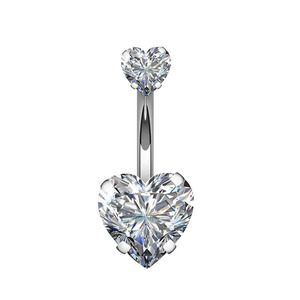 Anillo de ombligo de acero inoxidable con forma de corazón doble, anillos colgantes de circón de mariposa con incrustaciones de <span class=keywords><strong>Piercing</strong></span> para el cuerpo para bodas - Product Image 4
