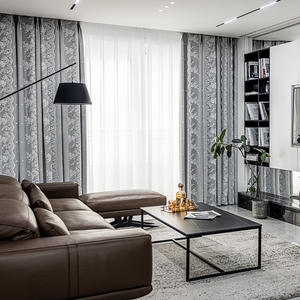 Rideau de fenêtre et de porte YongHo, nouveau modèle à <span class=keywords><strong>double</strong></span> baie vitrée, crochet moderne, simple, luxueux, en lin jacquard, translucide, occultant - Product Image 1